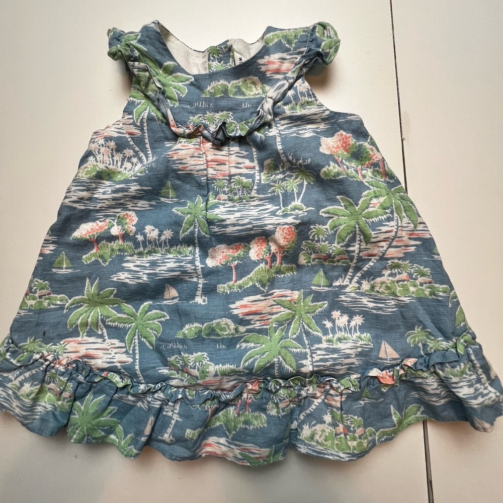 Janie and Jack‎ Baby Blue Sleeveless Tropical Paradise Dress Baby 3-6 Months